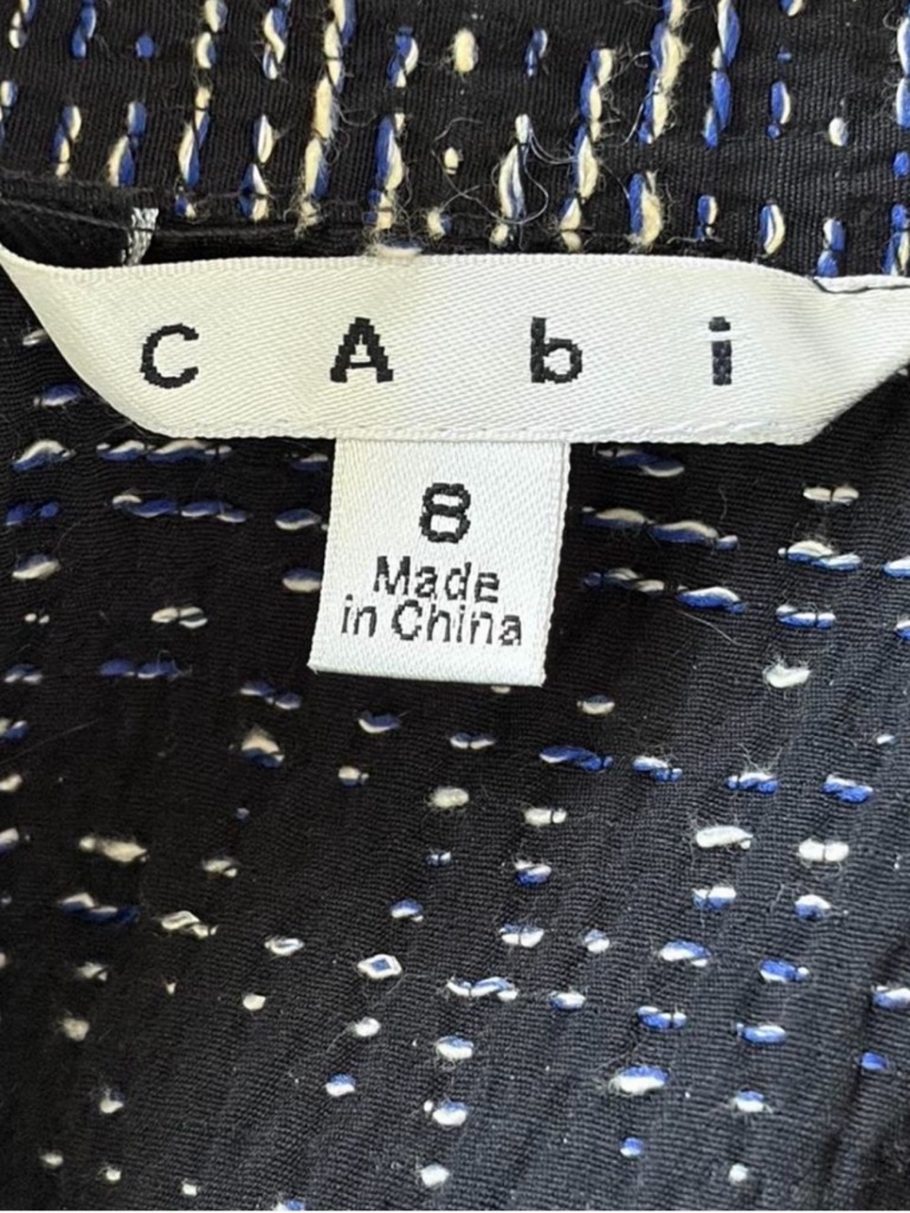 CAbi Black and White Tweed Zip-Front Blazer Size 8 - Picture 7 of 8